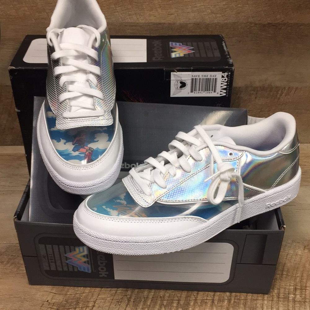 Reebok Wonder Woman Clear Iridescent Silver White Sneakers DC Comics